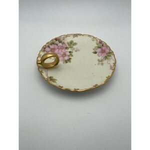 GP Handled Plate with Pink Floral Design and Gold Trim Japan Used